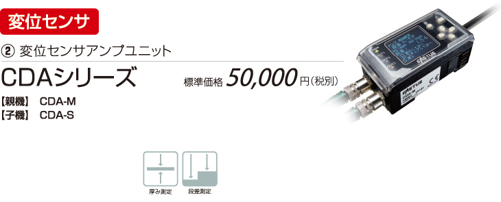 変位センサアンプユニット CDAシリーズ 標準価格50,000円（税別）
